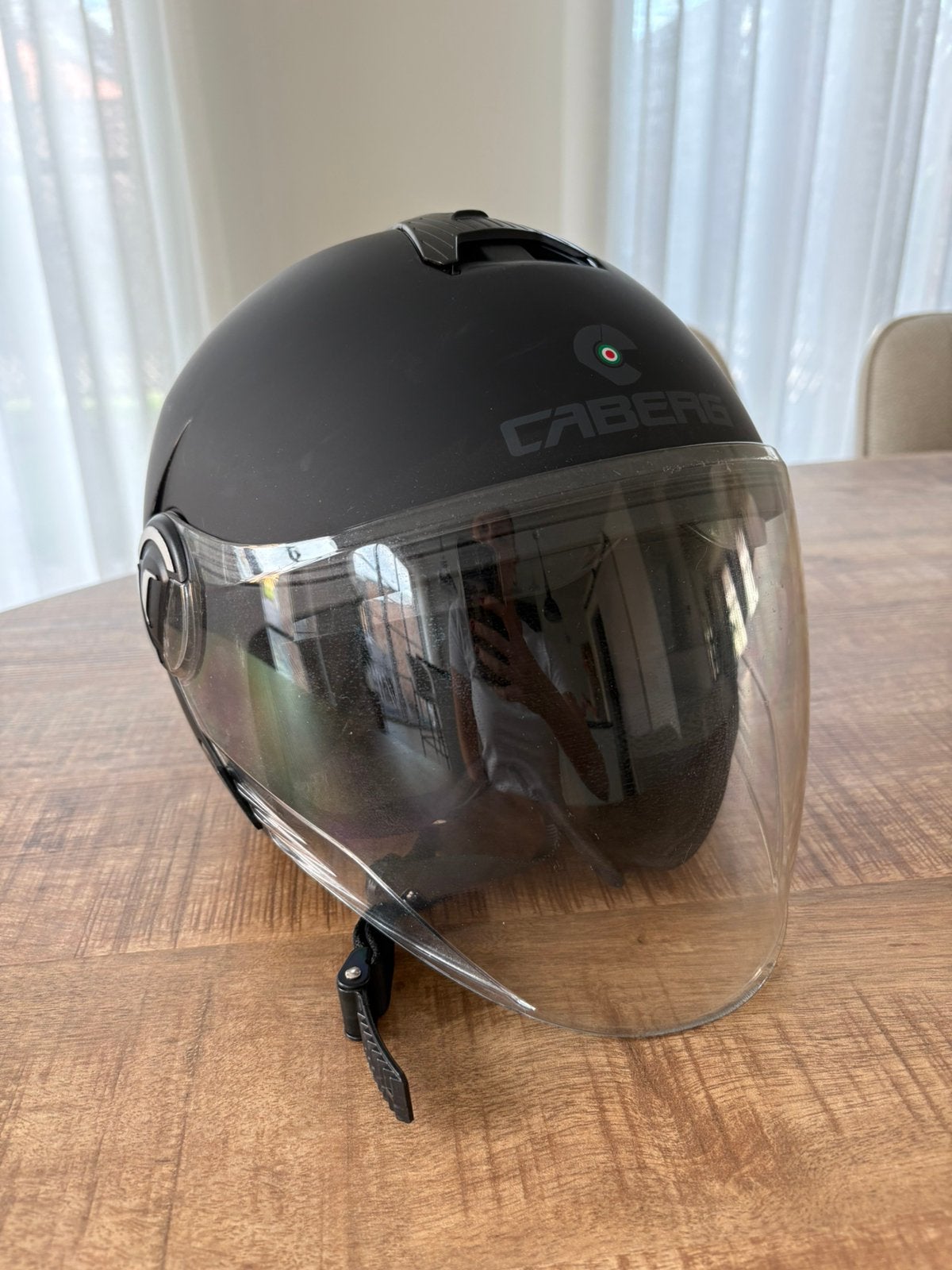 Caberg Riviera V4 X jethelm, Fietsen en Brommers, Brommerhelmen, Ophalen, Zo goed als nieuw, Medium
