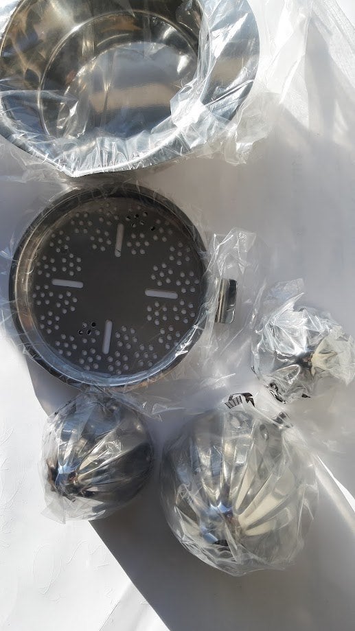 Citroen- citrus- limoenpers met opvangbakje inox nieuw, Overige typen, Ophalen of Verzenden, Metaal, Overige merken