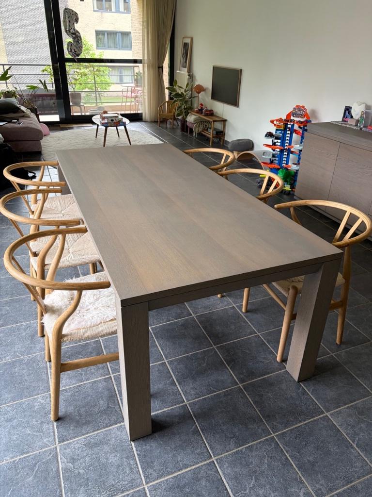 Eettafel - massief hout - tijdloos & modern design, Huis en Inrichting, Ophalen, 200 cm of meer, 50 tot 100 cm, Zo goed als nieuw