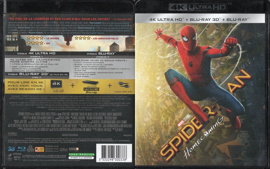 spider-man homecoming (4k ultra-hd+blu-ray 3D+blu-ray) nieuw, Cd's en Dvd's, Blu-ray, Ophalen of Verzenden, Zo goed als nieuw