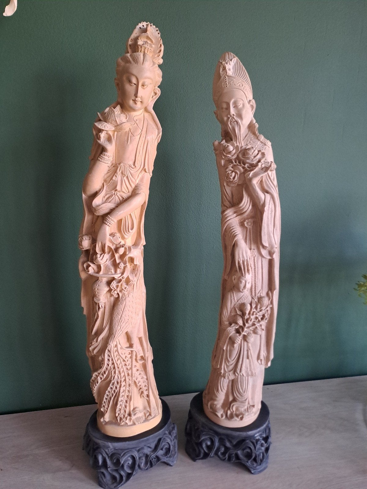 Vintage 2 zware Chinese Beelden, Antiek en Kunst, Ophalen