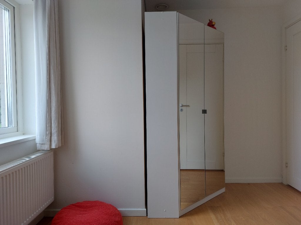 Hoekkast, wit, met spiegeldeuren, Huis en Inrichting, Kasten | Kleerkasten, Ophalen, Met deur(en), 75 cm of meer, 50 tot 100 cm