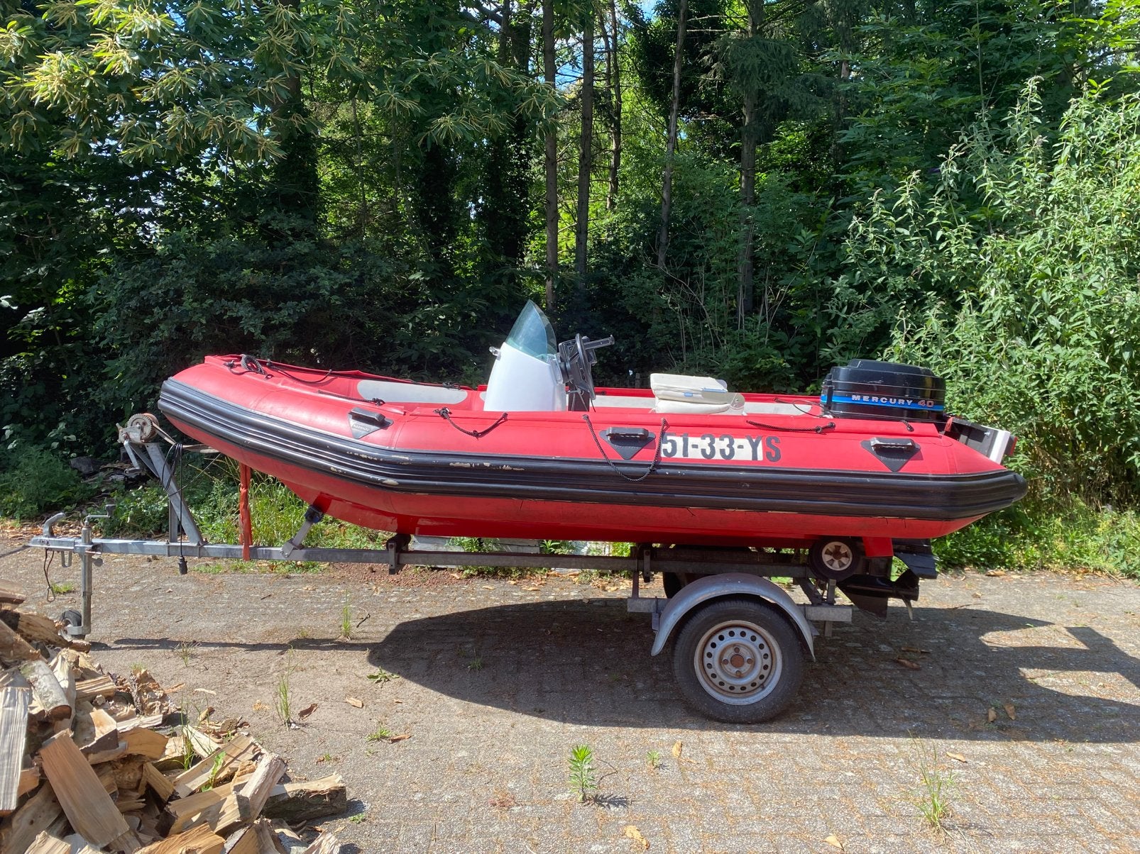 Rib te koop met 40 PK incl. Trailer, 4 m, 2 m, 40 pk, Mercury