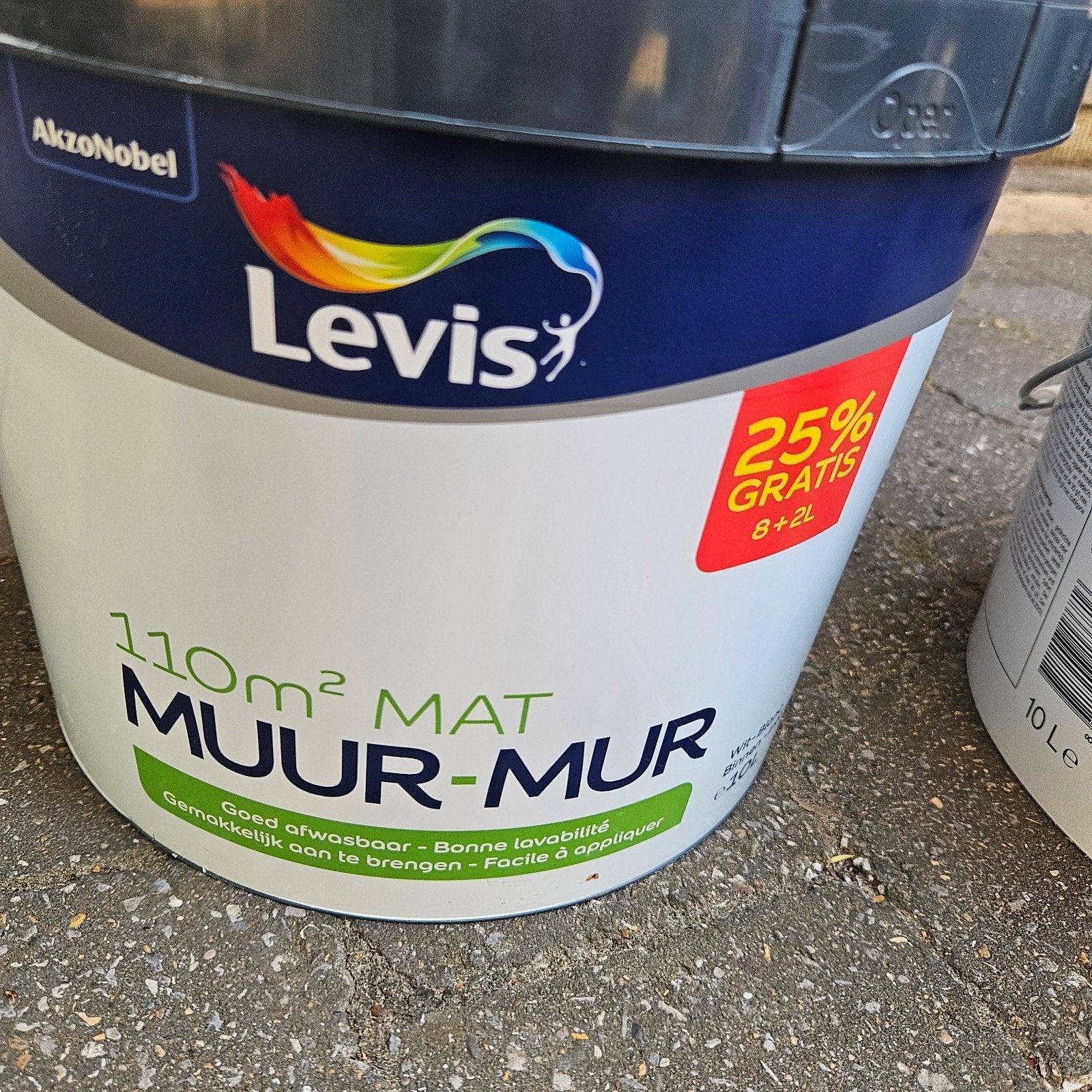 Volle pot muurverf, levis, voor 110m². Nieuwprijs 100euro, Bricolage & Construction, Peinture, Vernis & Laque, Enlèvement