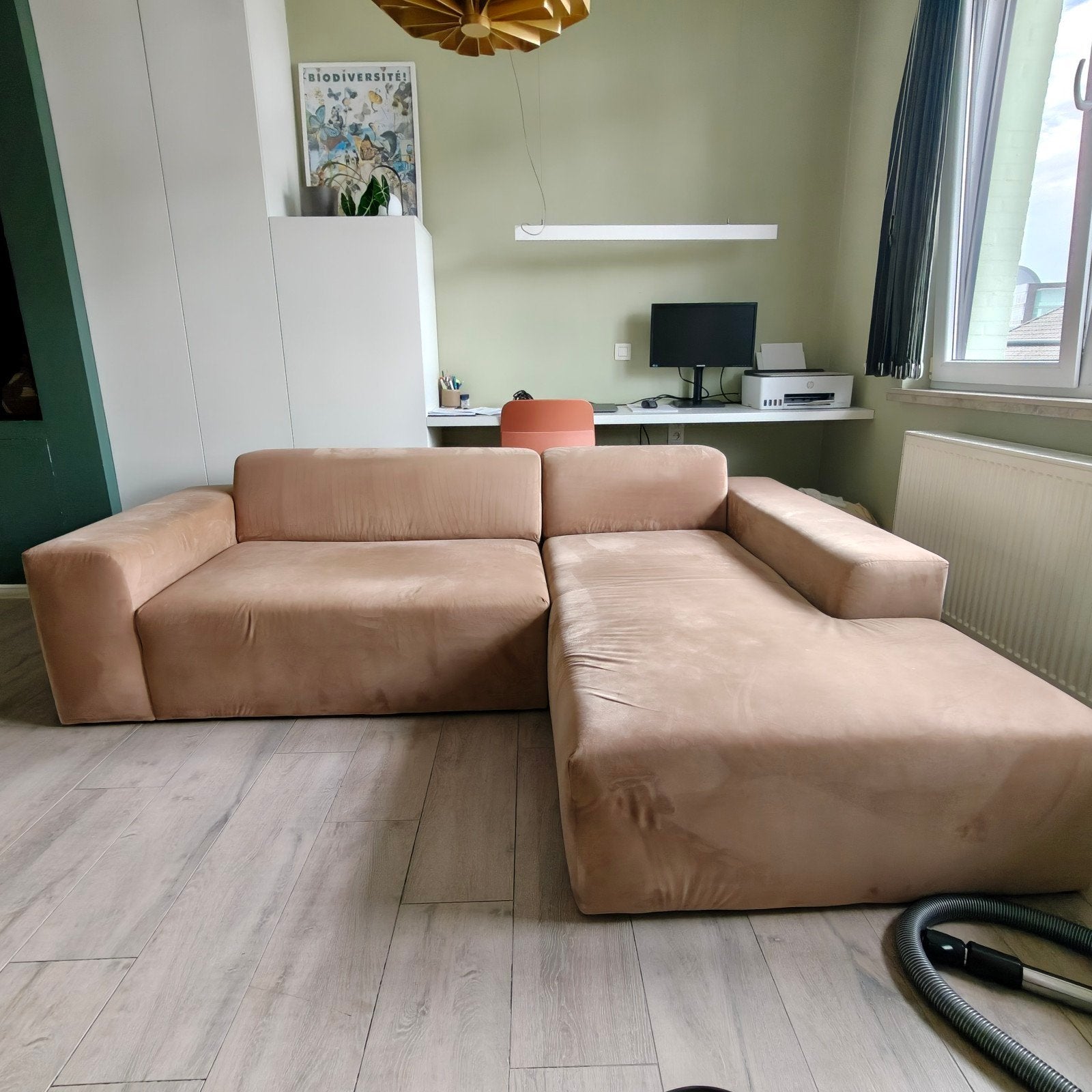 Hoekbank in ribstof/velour, Huis en Inrichting, Ophalen, Gebruikt