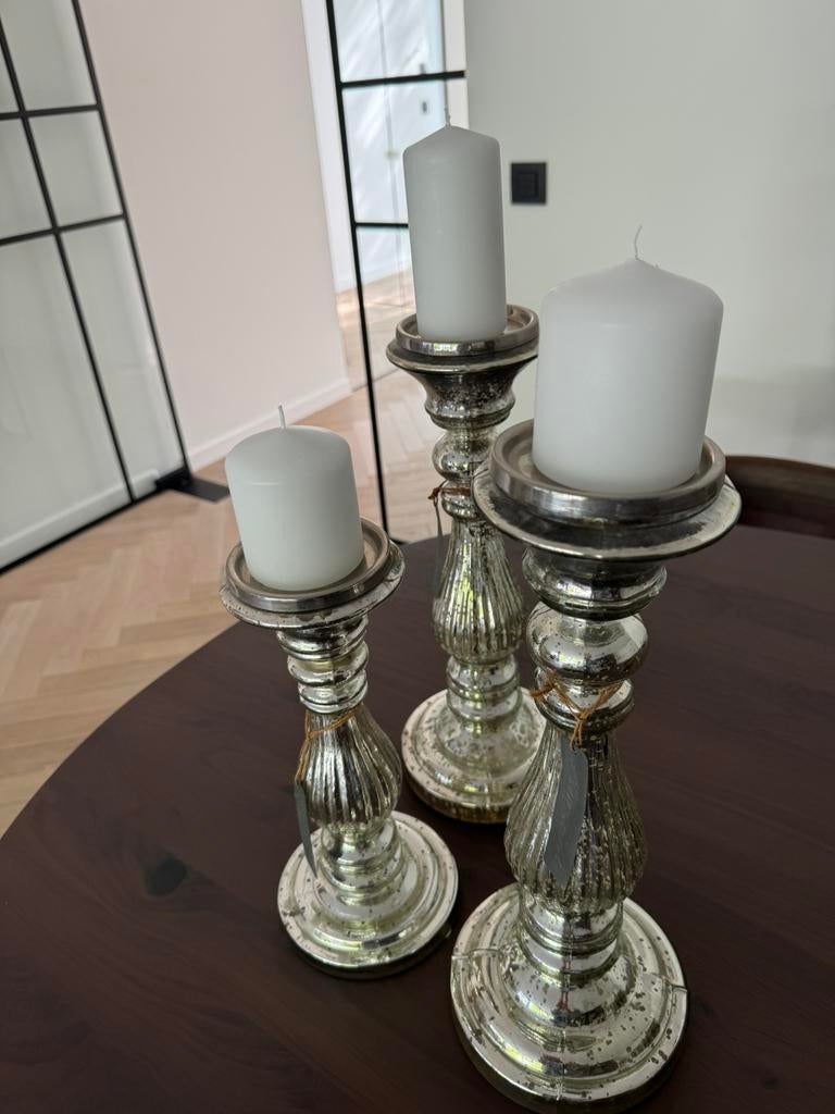 Flamant grote kandelaars set van 3, Maison & Meubles, Accessoires pour la Maison | Bougeoirs & Bougies, Enlèvement, Comme neuf