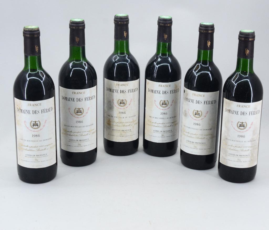 1986 Domaine de Féraud. Côtes de Provence. 6 flessen in doos, Enlèvement ou Envoi, Pleine, Comme neuf, Vin rouge