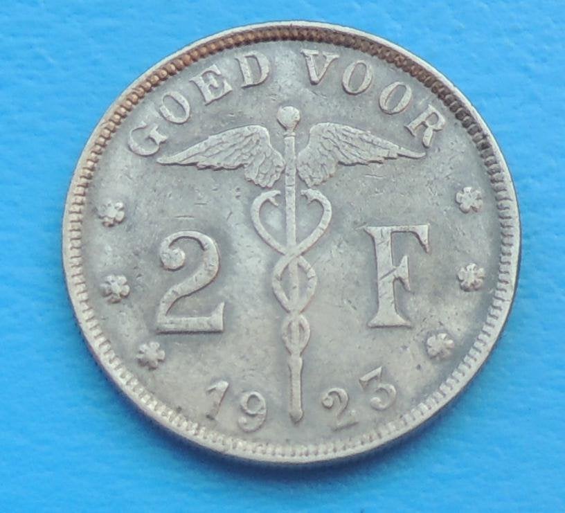 1923 Goed voor 2 frank, Postzegels en Munten, Verzenden, Metaal, Losse munt