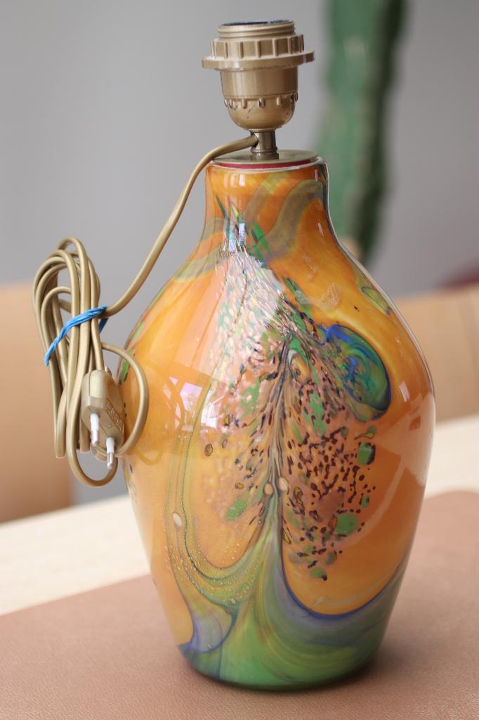 Grote glazen lampvoet gesigneerd vintage 1970, Ophalen of Verzenden