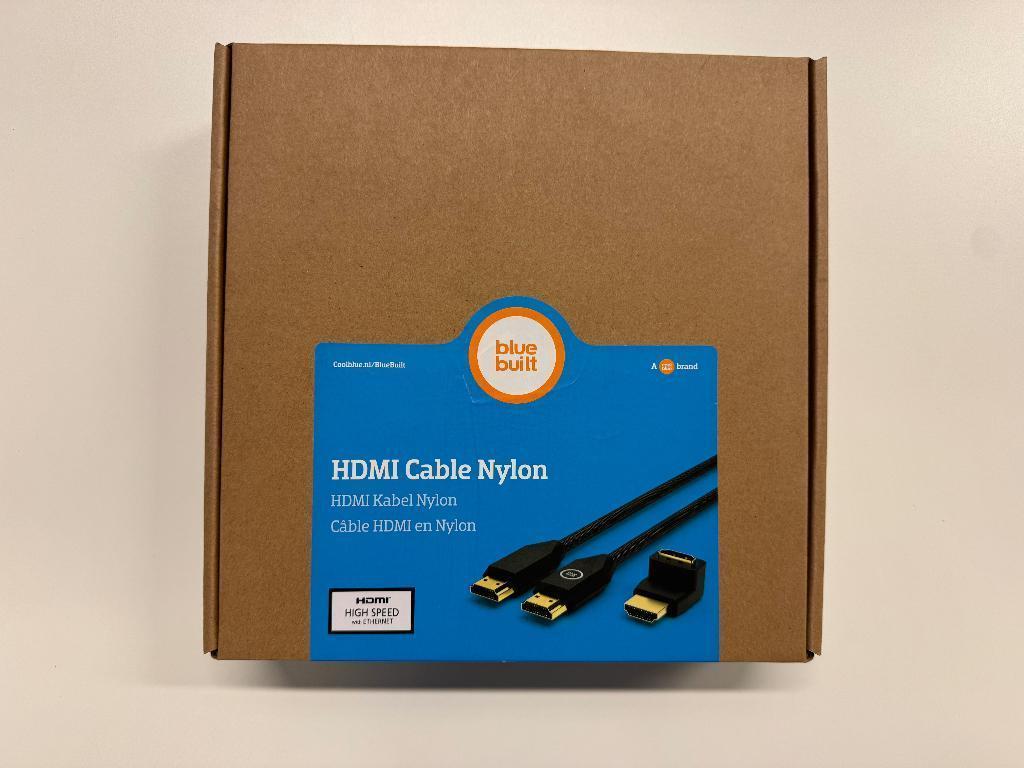 BlueBuilt HDMI kabel nylon – 15 m – 4K – haakse connector, Ophalen, Nieuw, 10 meter of meer, HDMI-kabel
