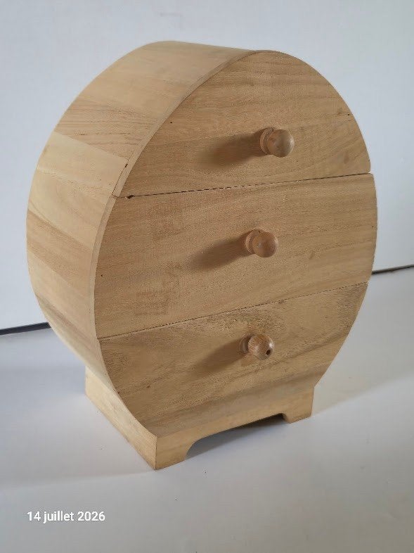 Sieradendoosje van natuurlijk hout, om te decoreren, 3 laden, Hobby en Vrije tijd, Schilderen, Verzenden, Nieuw, Overige typen