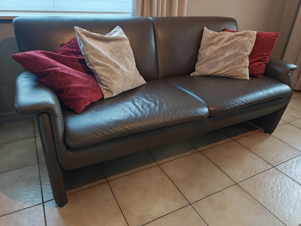 Tweezit leder, Huis en Inrichting, Ophalen, Tweepersoons, Leer, Zo goed als nieuw