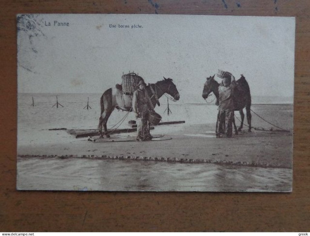 Postkaart De Panne, une bonne pêche (rug geschonden), Ophalen of Verzenden, Gelopen, West-Vlaanderen