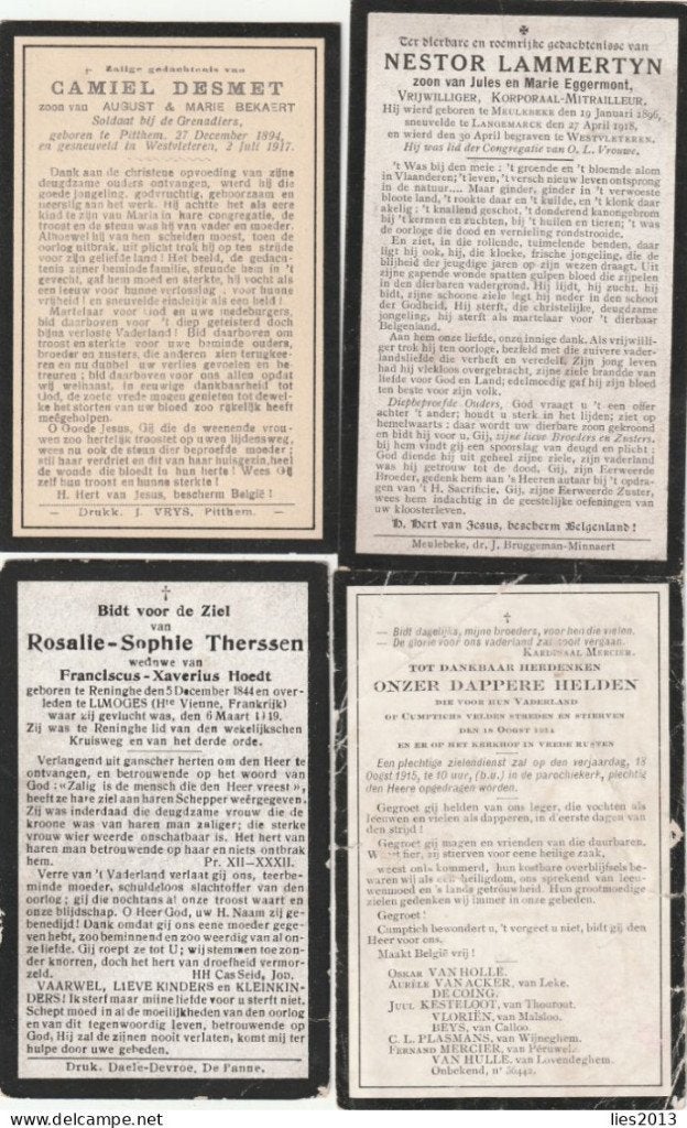 Oorlogsslachtoffers 1914-18, Verzenden