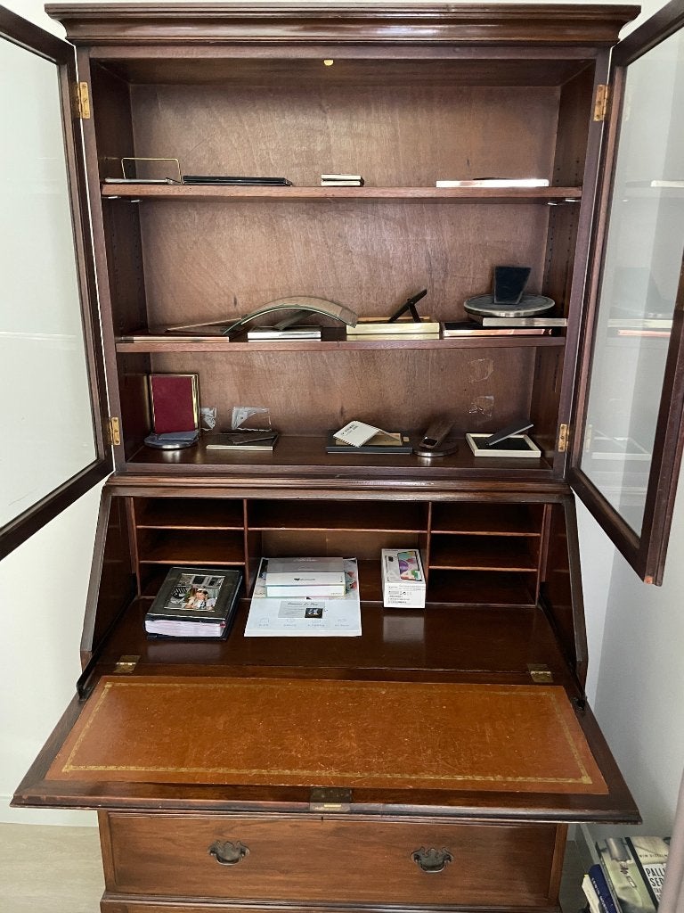 Klassieke Secretaire met Vitrinekast, Ophalen, Gebruikt, Vintage, Antiek