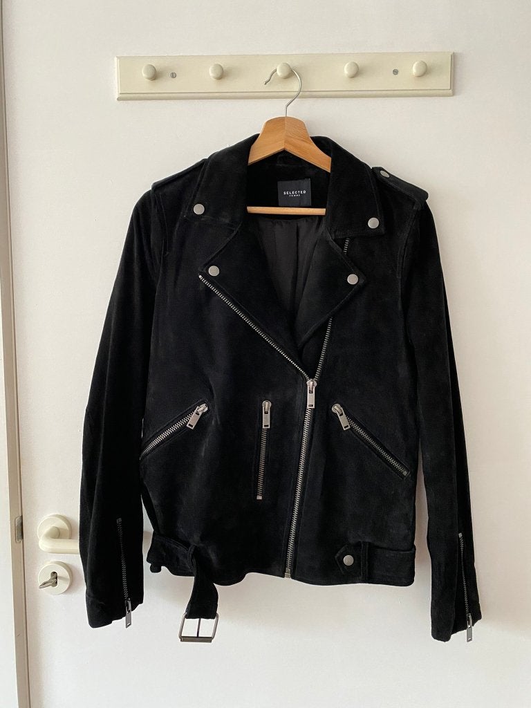 Selected Femme - zwarte suède jas - maat 38, Maat 38/40 (M), Verzenden, Zwart, Selected Femme