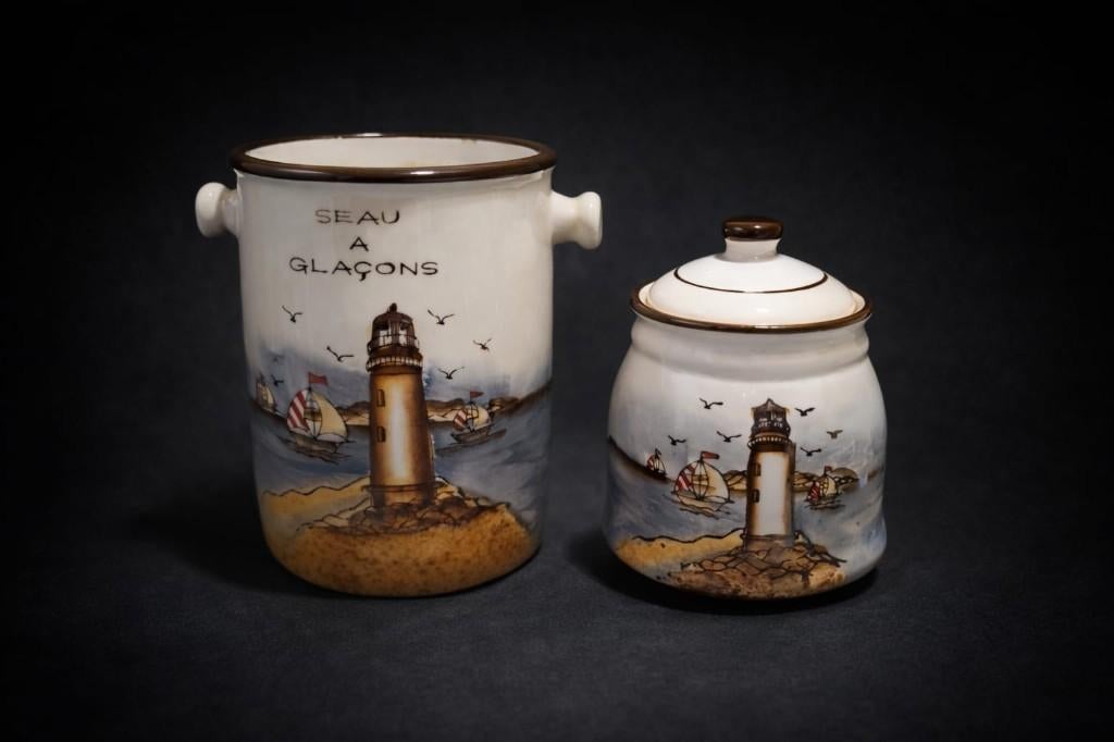 Seau à glaçons et bocal de conservation, Antiquités & Art, Antiquités | Céramique & Poterie, Enlèvement ou Envoi