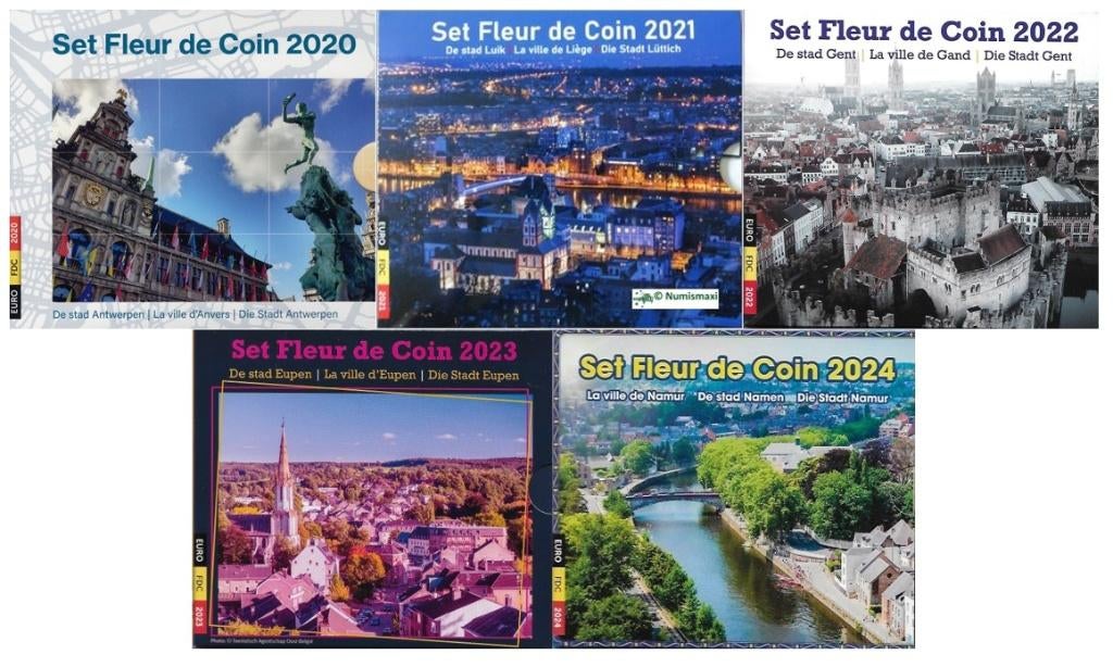 Lot 5 BU-sets België 2020 tot en met 2024, Postzegels en Munten, Ophalen of Verzenden, België