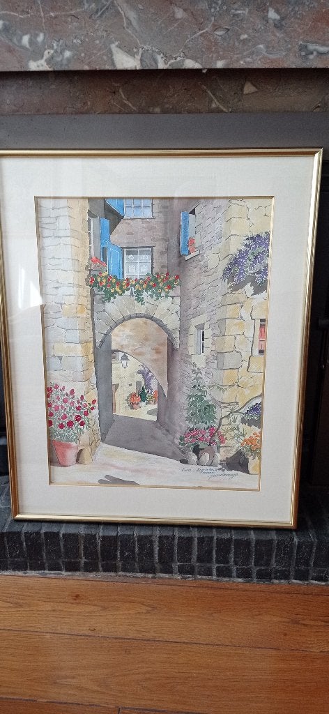 Belle et grand aquarelle de Paul ROUGE-Lessines-Ollignies, Antiquités & Art, Enlèvement, Papier/carton, Autre sujet, Aquarelle
