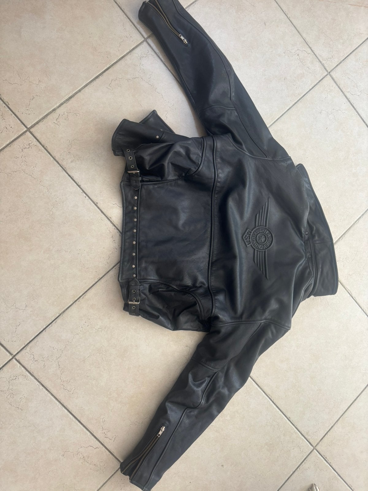 Harley davidson Fatboy zwarte lederen vest, Ophalen