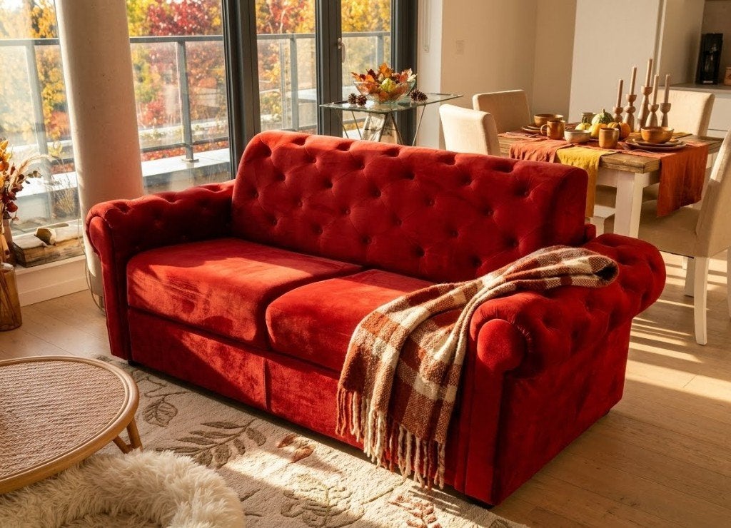 Élégante et haut de gamme canapé convertible Chesterfield, Maison & Meubles, 200 à 250 cm, Banc droit, Bois, Enlèvement