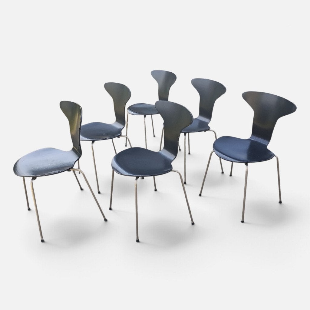 6x Arne Jacobsen 3105 Mosquito Chair 1950-60s Fritz Hansen, Huis en Inrichting, Stoelen, Gebruikt, Zwart, Vijf, Zes of meer stoelen