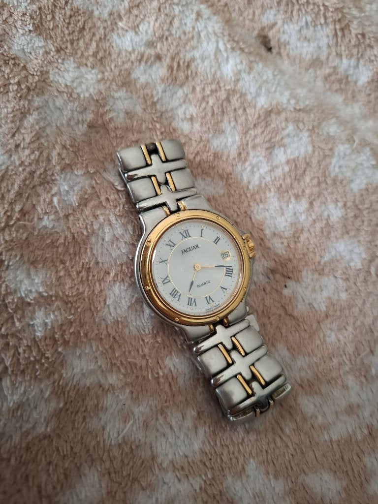 Vintage Horloge Jaguar made swiss, Montre-bracelet, Autres marques, Enlèvement ou Envoi, Acier