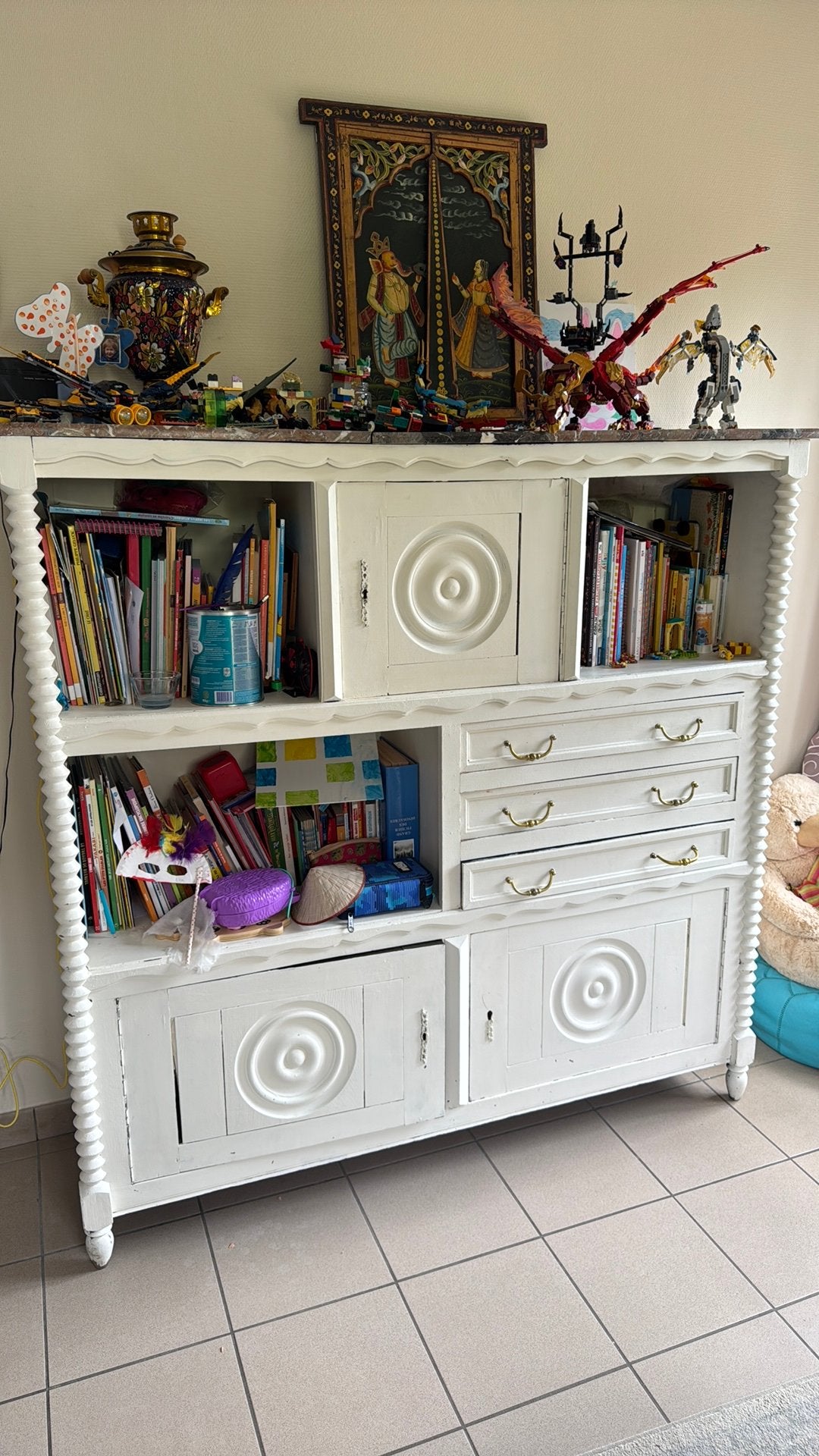 Ancienne armoire en chêne repeinte, Maison & Meubles, 25 à 50 cm, 150 à 200 cm, Utilisé, 150 à 200 cm