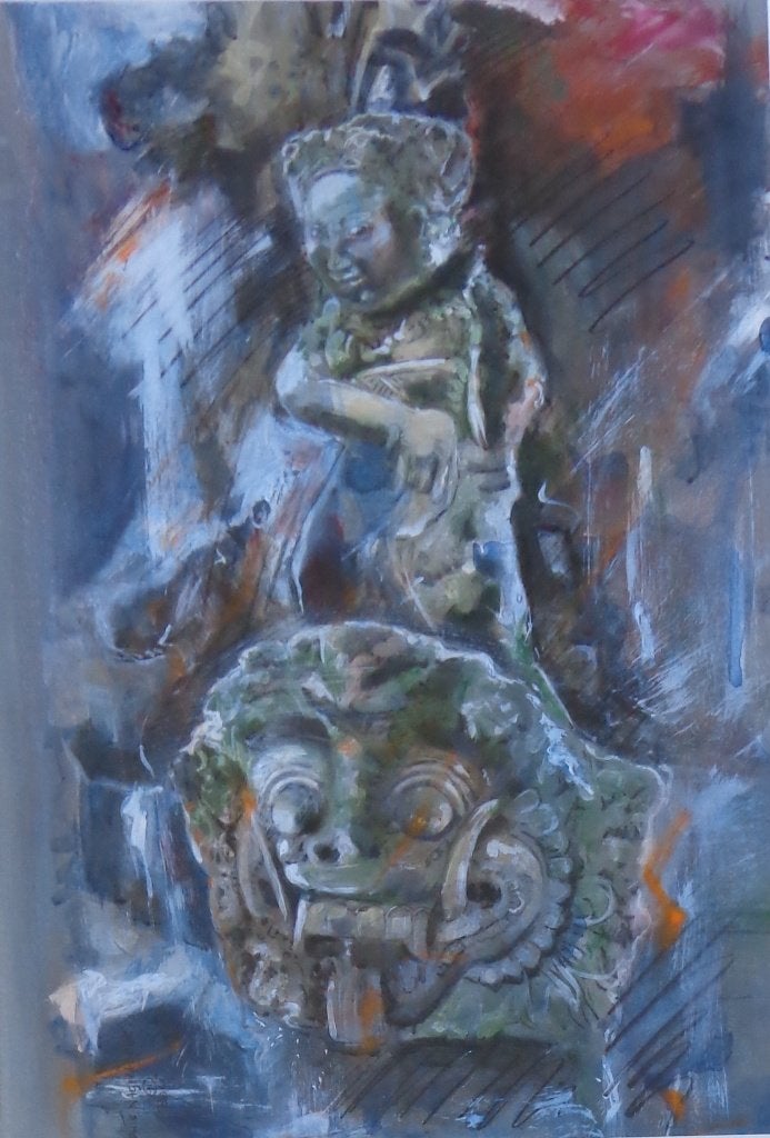 LOUIS NAGELKERKE / BEELDENGROEP / OLIEVERF / 104x78cm/ KADER, Antiek en Kunst, Kunst | Schilderijen | Modern, Ophalen, Glas, Gesigneerd