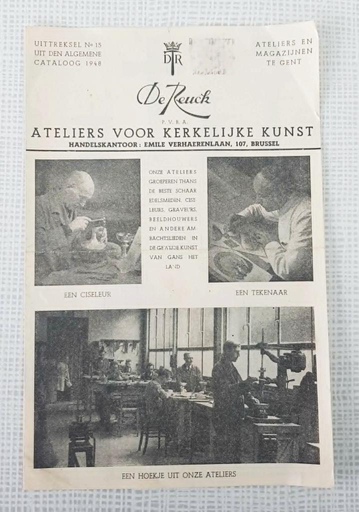 Folder "DE REUCK" Brussel, kerkelijke kunst., Ophalen of Verzenden, Gelezen, Folder