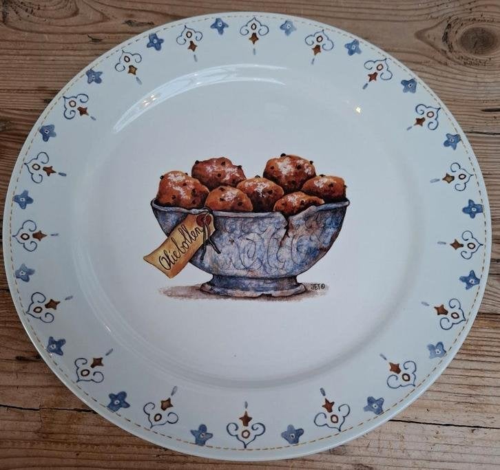 Grote JET oliebollen bord/ schaal, OUD & NIEUWJAAR, Gebruikt, -, Keramiek, -
