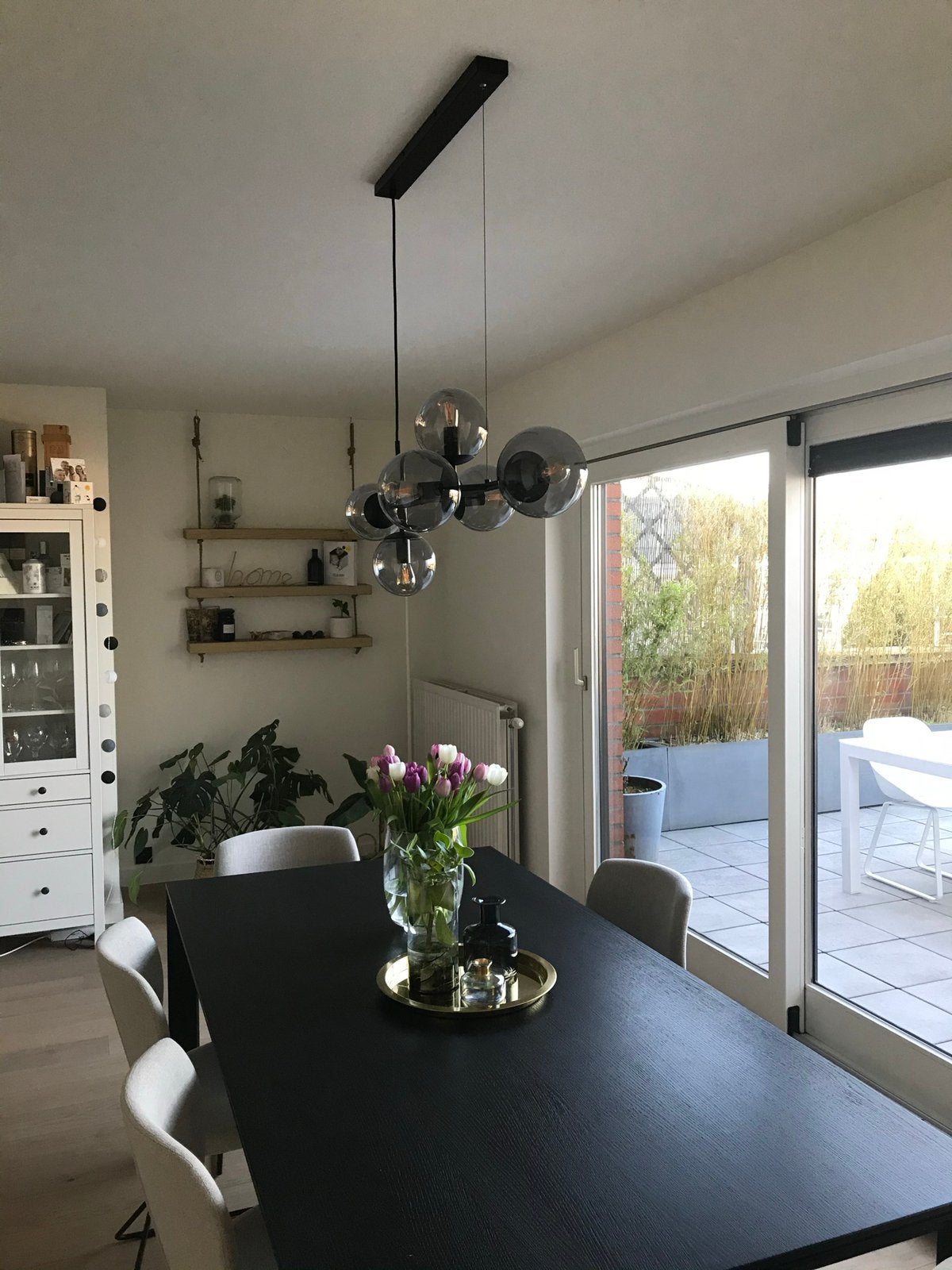 Bolia Orb hanglamp – 6 lichtpunten – zwart/rookglas, Ophalen, Zo goed als nieuw, Metaal
