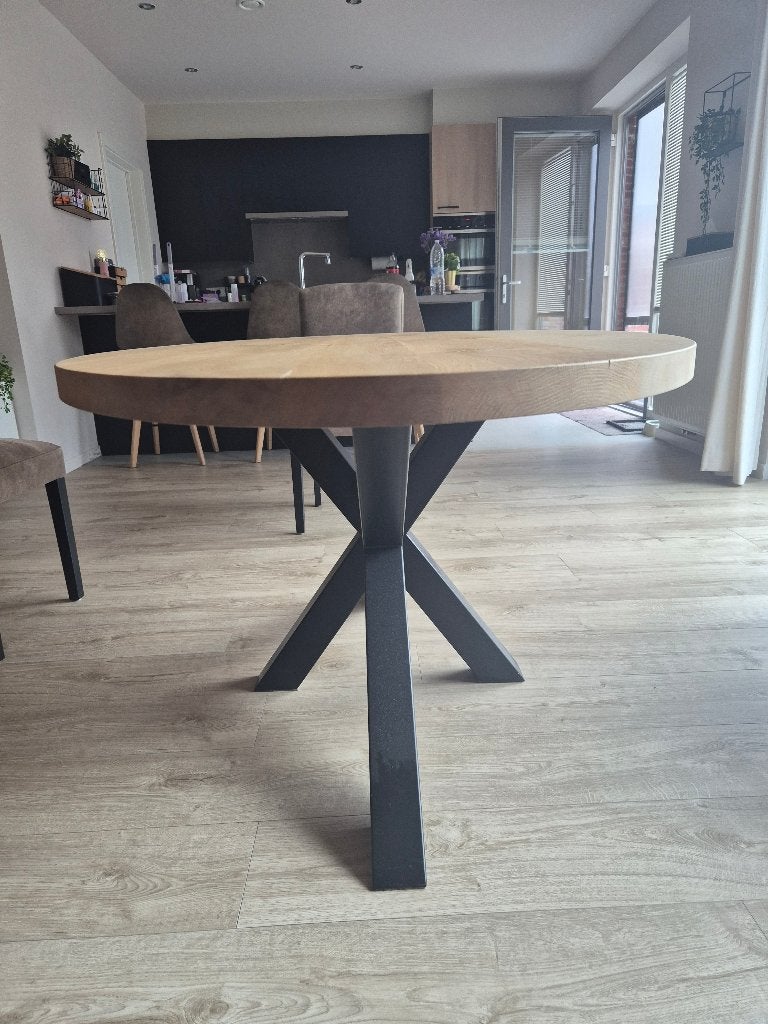 Ovalen tafel massief eik, Huis en Inrichting, Tafels | Eettafels, Ophalen, Gebruikt, 50 tot 100 cm, 150 tot 200 cm