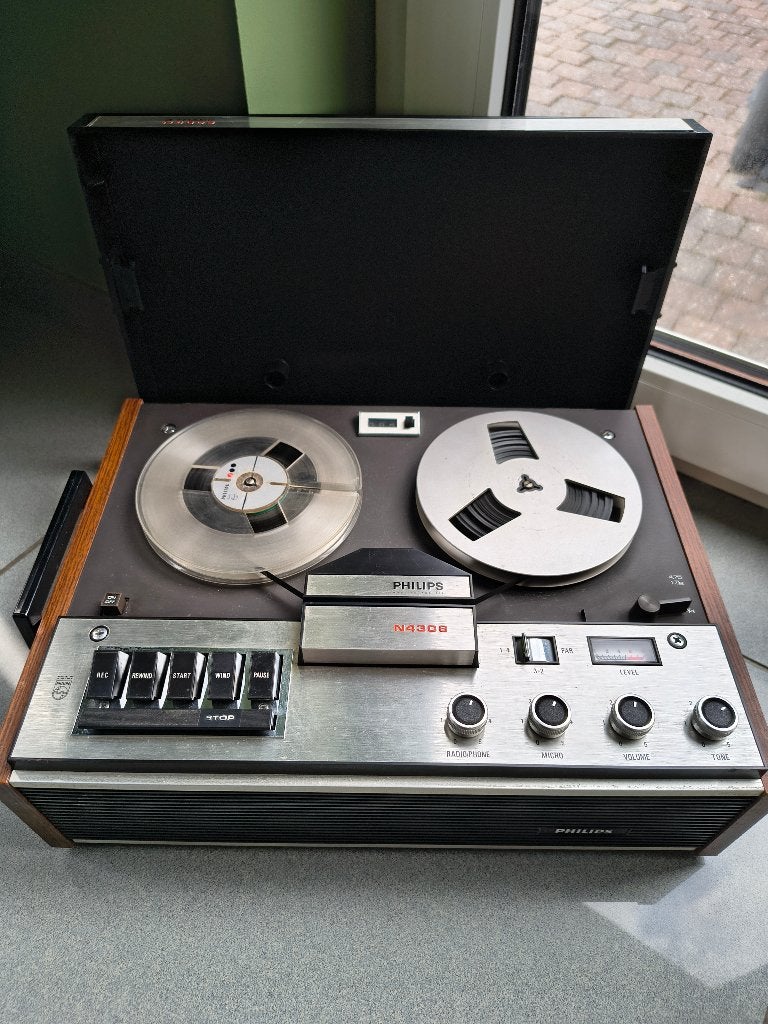 Magnétophone Philips N4308 - audio vintage, TV, Hi-fi & Vidéo, Enregistreurs audio, Magnétophone, Avec protection anti-poussière
