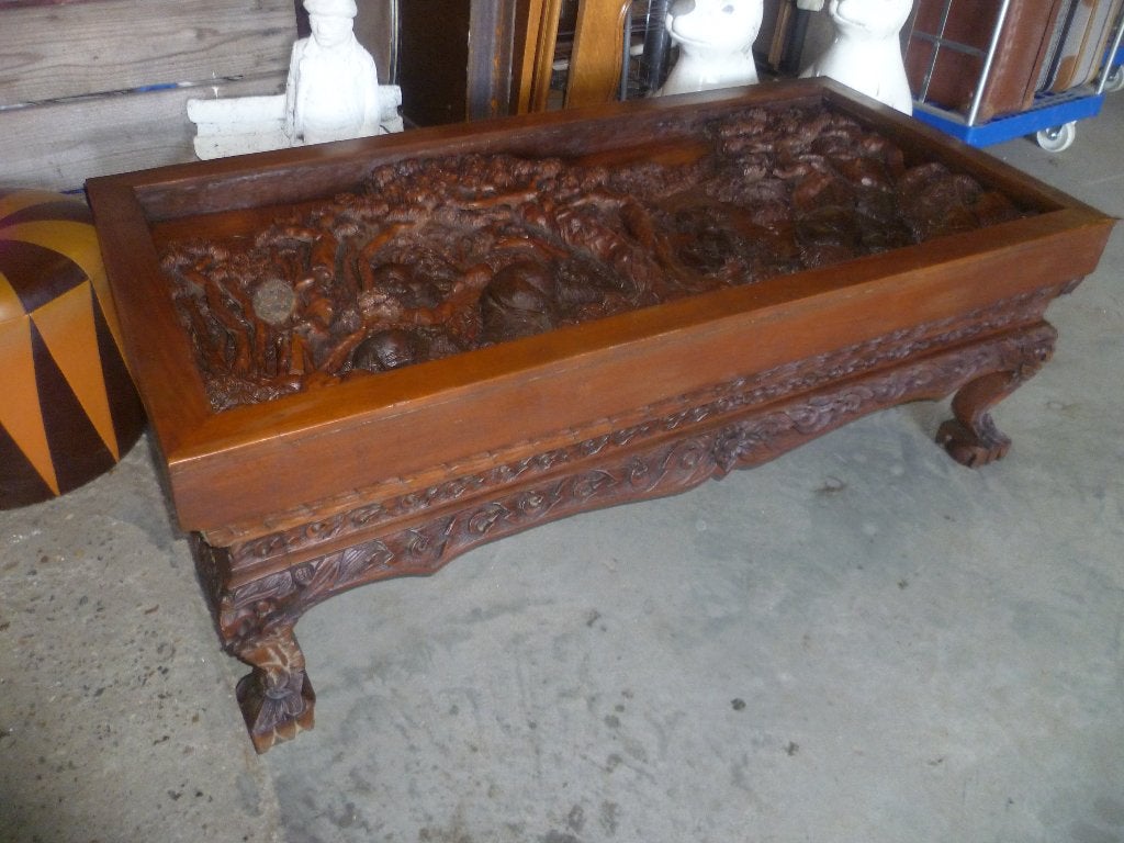 GROOTE MOOI GESCHULPTEERDE CHINEESE SALONTAFEL, Ophalen