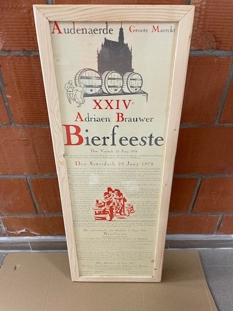 AFFICHE ADRIAEN BRAUWER BIERFEESTEN 1978 IN KADER + GLAS, Enlèvement, Autres types