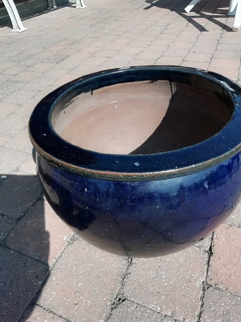2 blauwe bloempotten, Tuin en Terras, Bloempotten, Terracotta, Ophalen