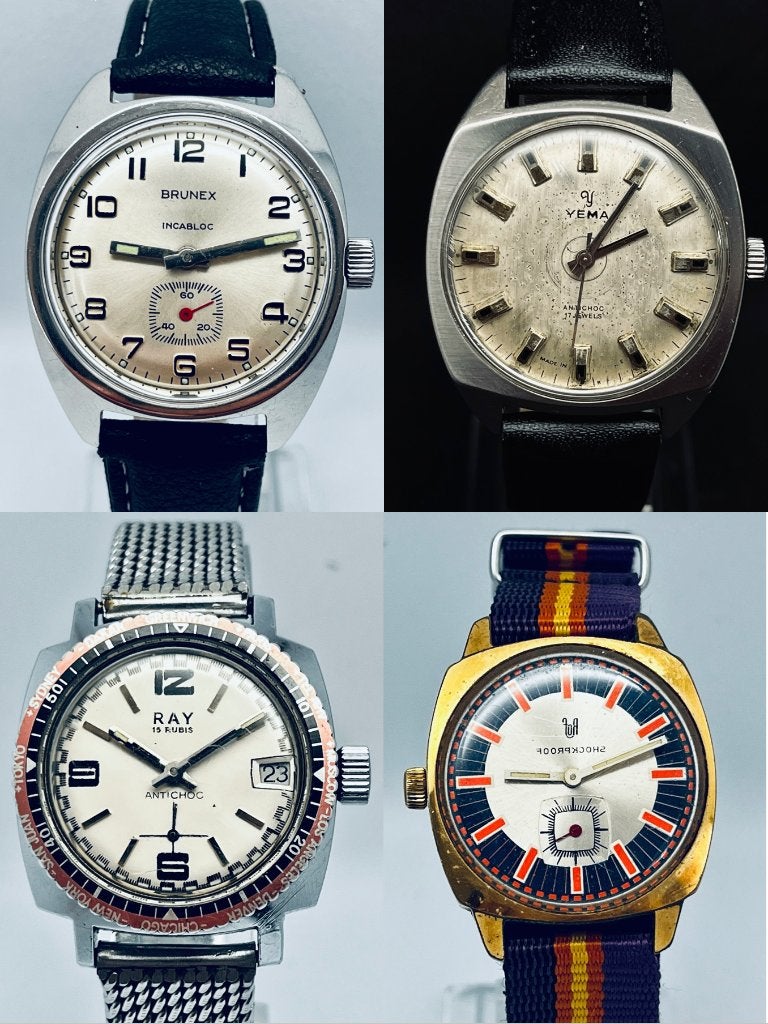 Montres vintage à remontage manuel - 60's/70's, Enlèvement ou Envoi, Montre-bracelet, Avec bracelet, 1960 ou plus tard