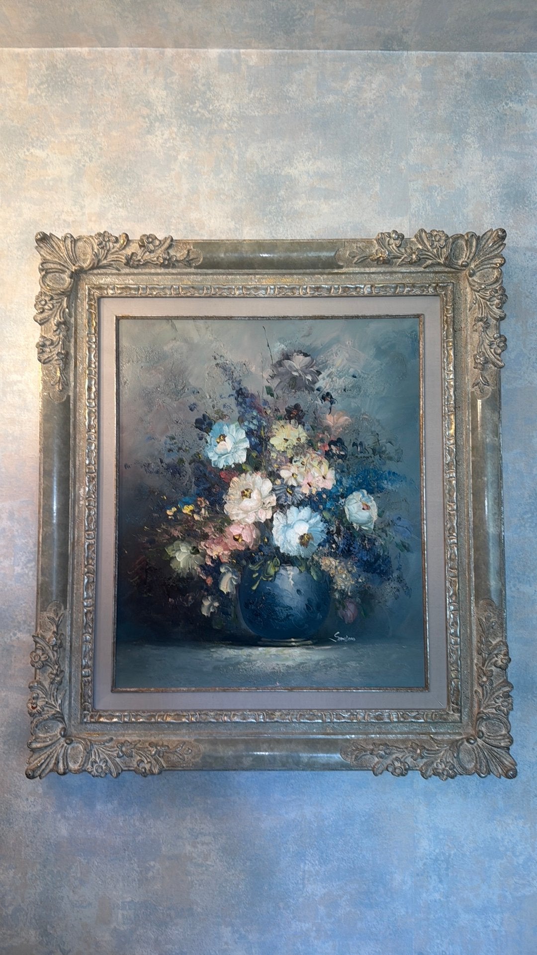Peinture avec cadre, Cadre spécial, Peinture à l'huile, Enlèvement, Fleurs
