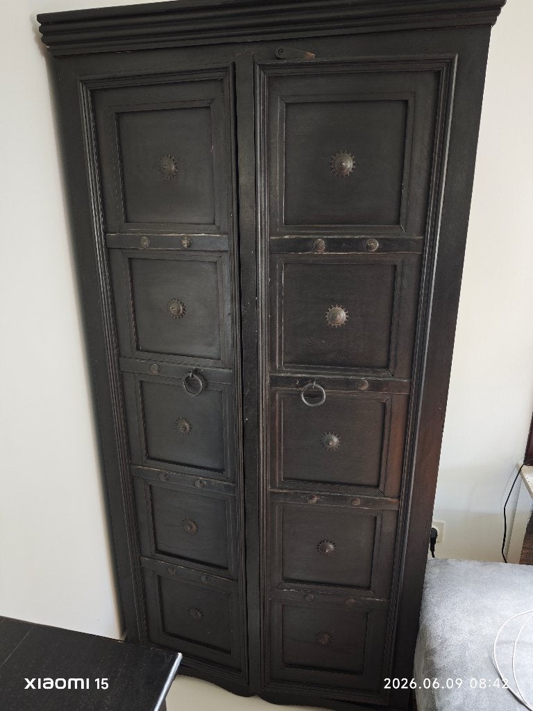 Hoge kast en dressoir in koloniale stijl, Ophalen, Gebruikt, Koloniaal, 25 tot 50 cm