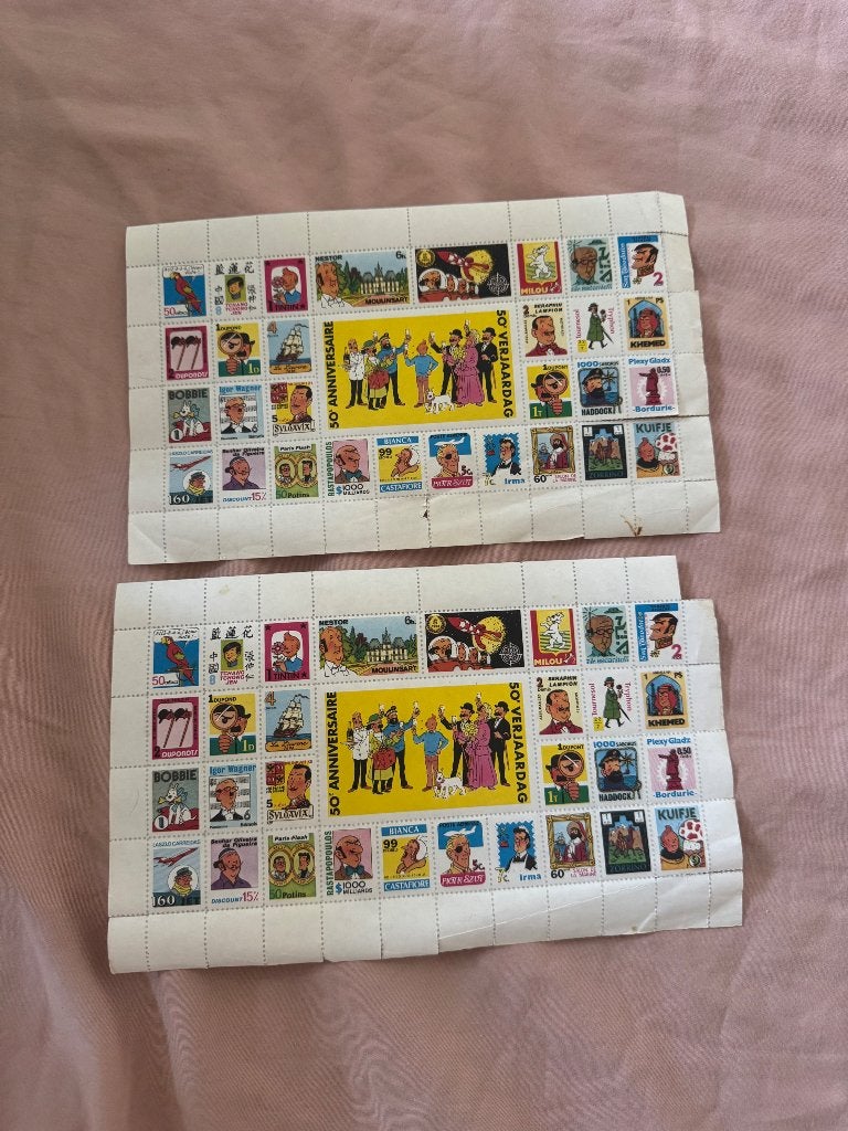 Kuifje tintin postzegel vellen, Ophalen of Verzenden, Postfris