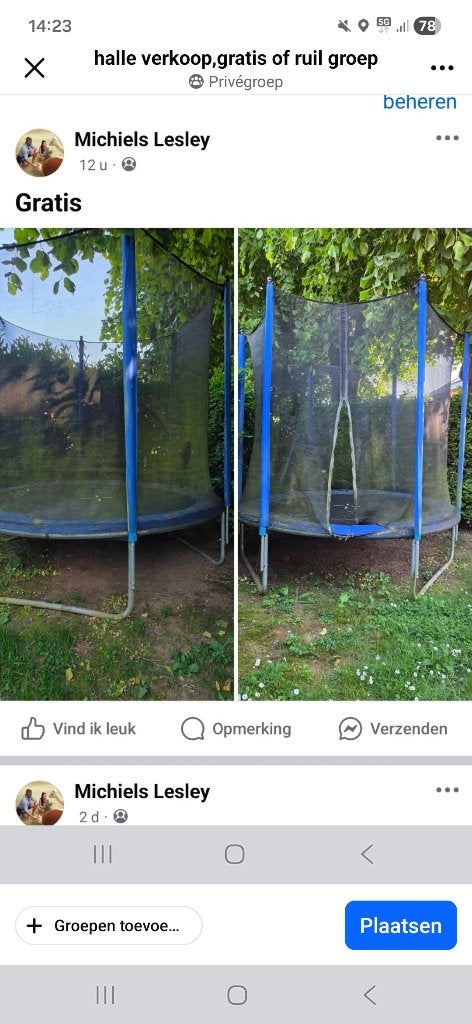 Trampoline gratis, Kinderen en Baby's, Speelgoed | Buiten | Trampolines, Ophalen
