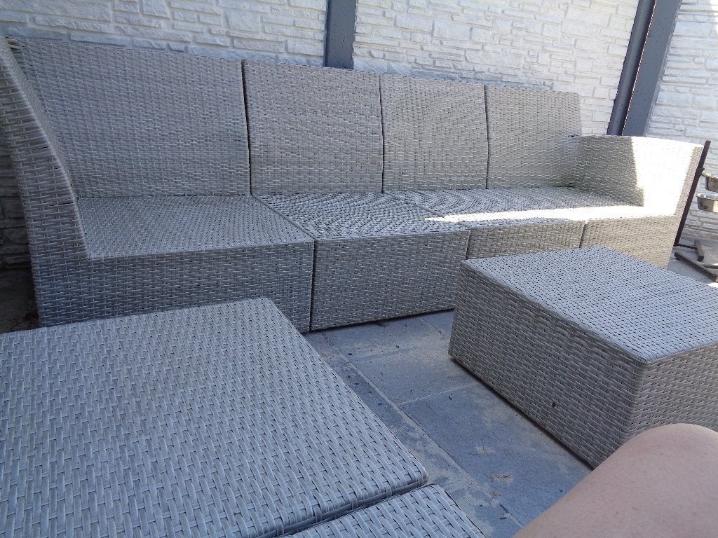 Tuinset Bois Le Duc licht grijs 6 personen, Ophalen, Kunststof, Gebruikt, 6 zitplaatsen