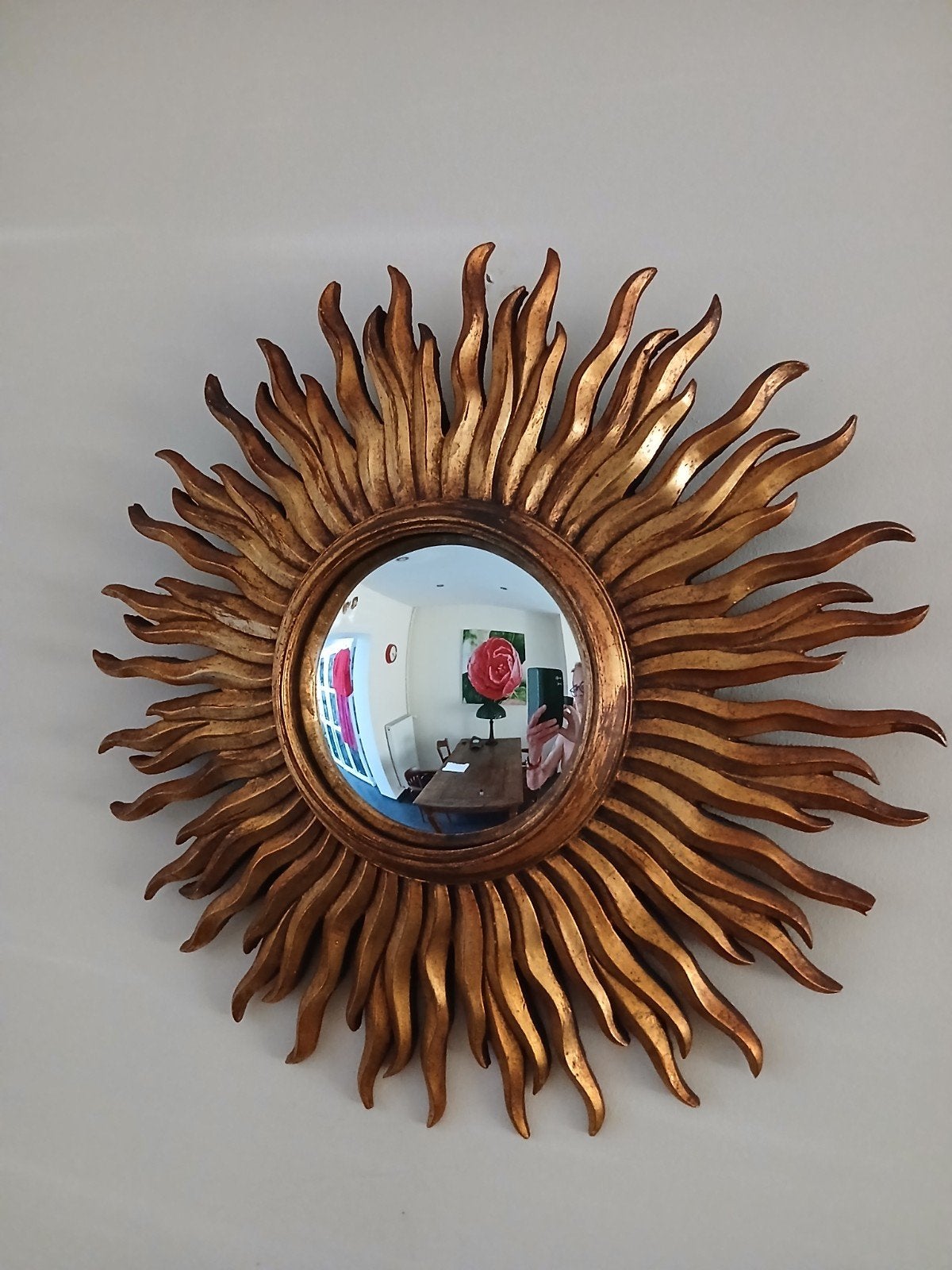 Mooie oude heksenspiegel zonnespiegel, Antiek en Kunst, Ophalen