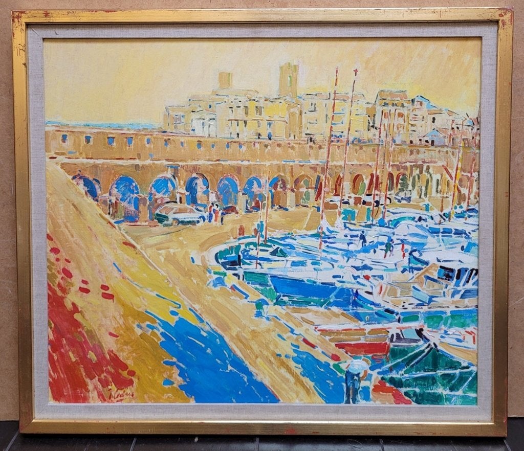 Jac LEDUC, Antibes 1996, Antiek en Kunst, Kunst | Schilderijen | Klassiek, Doek, Impressionistisch, Ophalen of Verzenden, Gedateerd