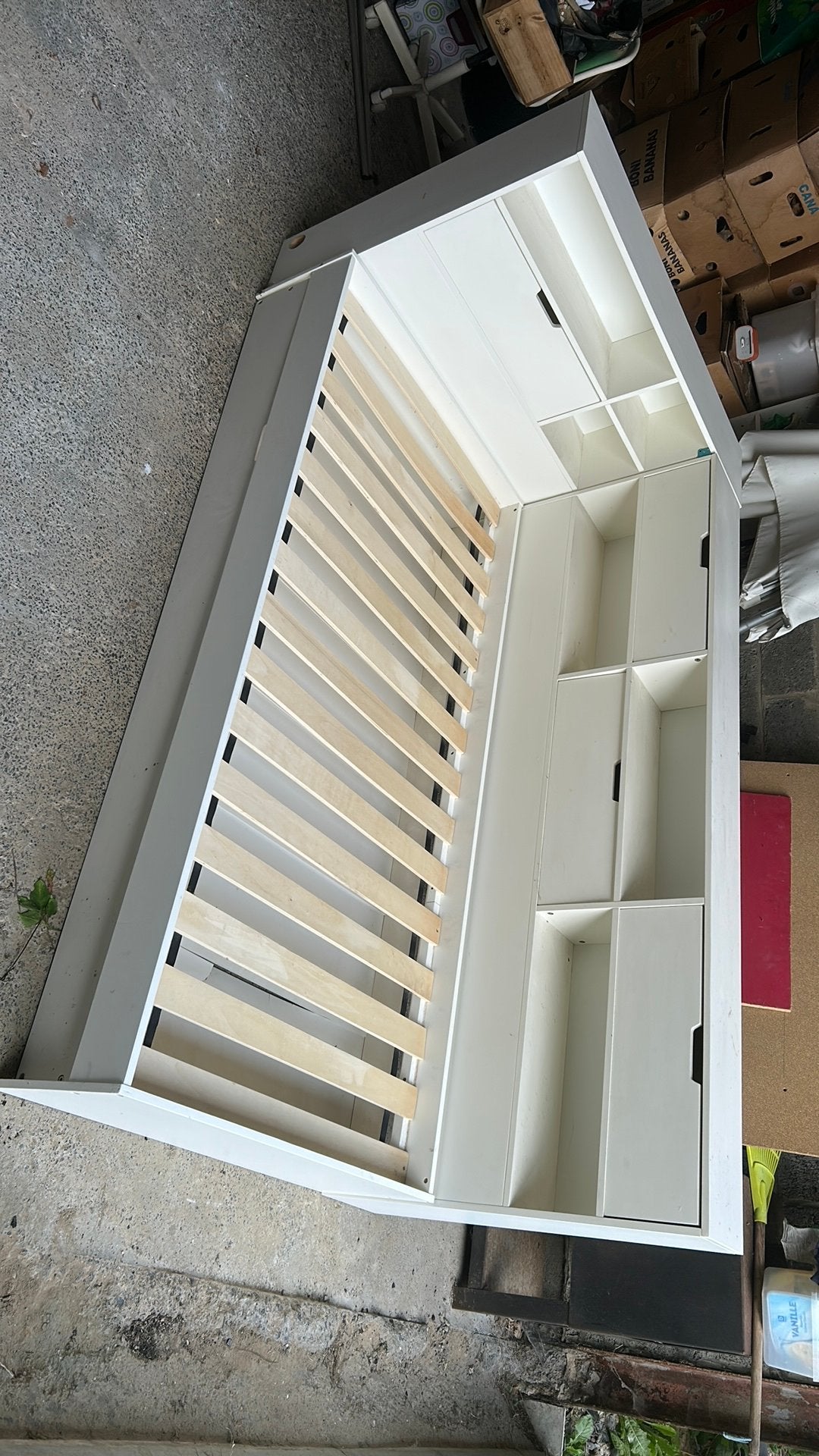 Bed met kastjes errond, Ophalen, 85 tot 100 cm, Zo goed als nieuw, Lattenbodem