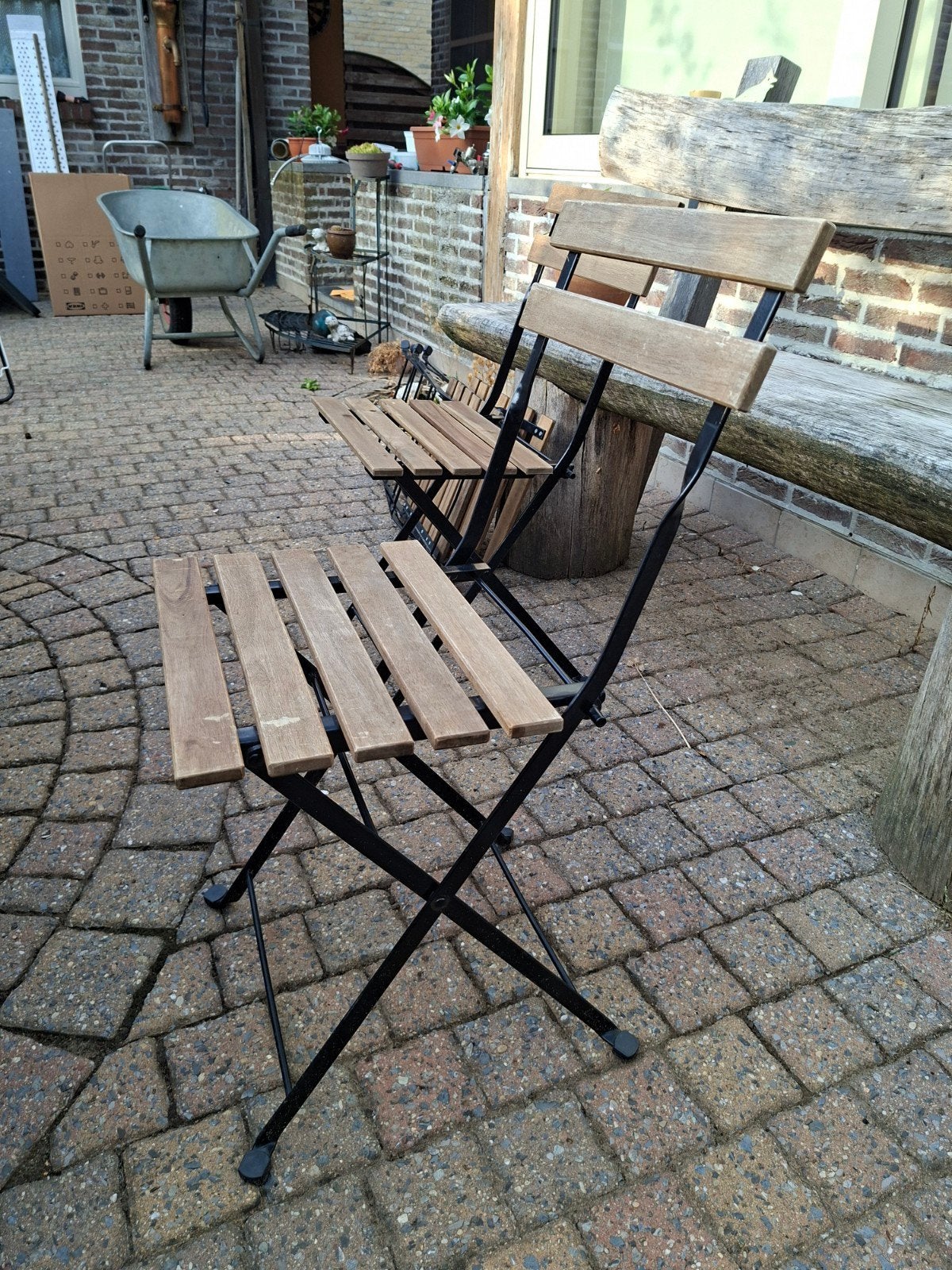 Houten klapstoel 4 stuks te koop, Ophalen