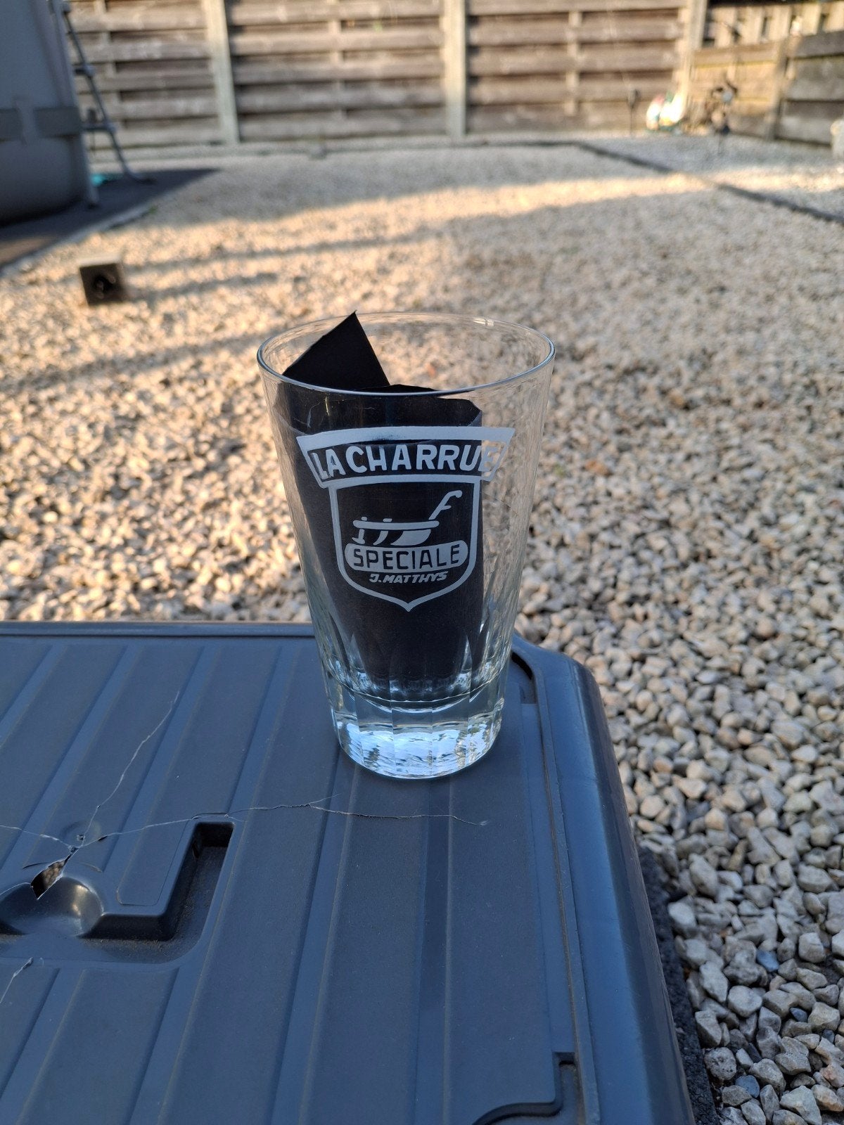 Oud gezuurd bierglas la charrue saintes, Verzamelen, Biermerken, Ophalen of Verzenden