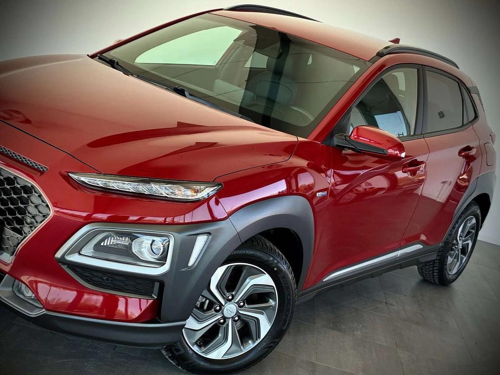 Hyundai KONA 1.6 GDi HYBRID DCT-1ERPRO-GPS-CARPLAY-CUIR-CAME, Auto's, 105 pk, Gebruikt, Leder, Bedrijf