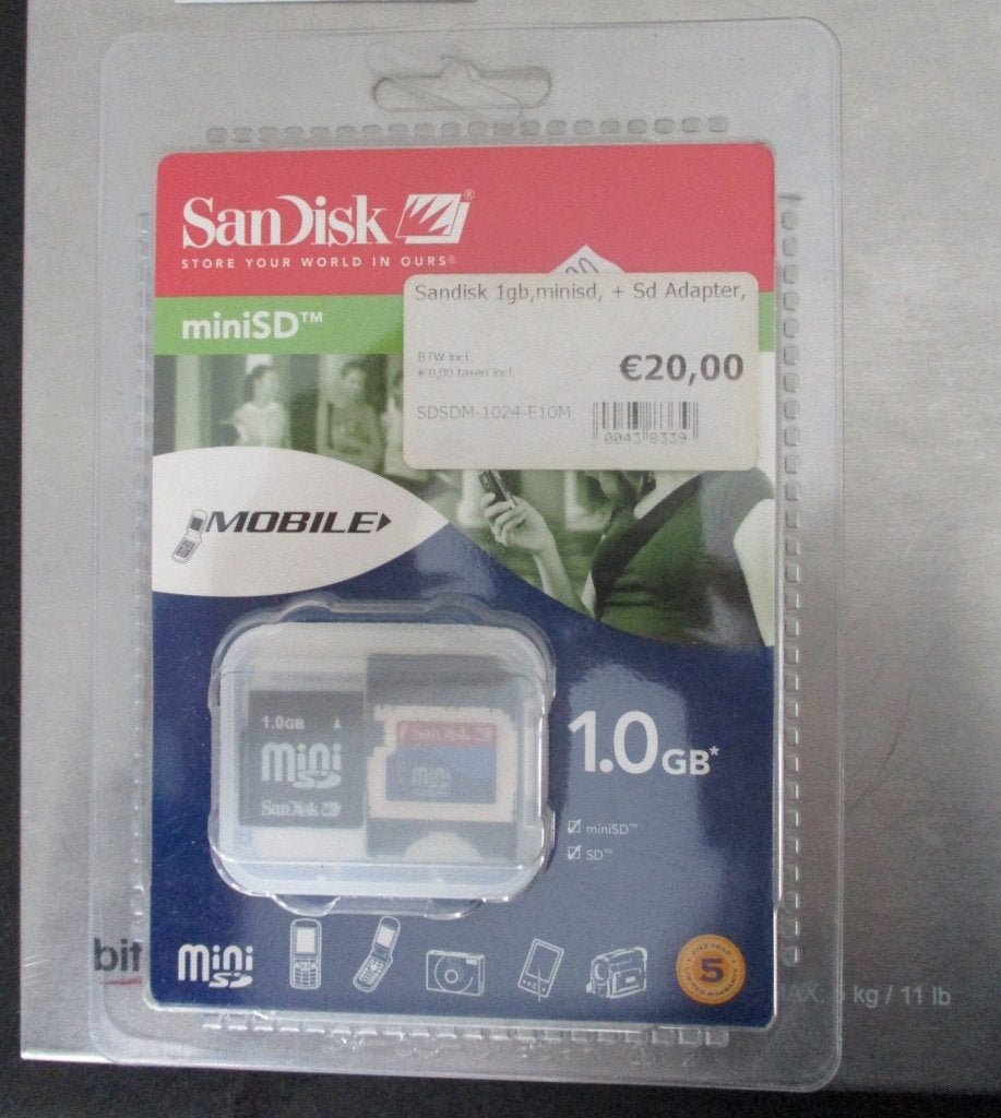 Sandisk 1gb mini sd + adapter + opbergdoosje geheugenkaart, Audio, Tv en Foto, Foto | Geheugenkaarten, SD, Nieuw, SanDisk, Minder dan 2 GB